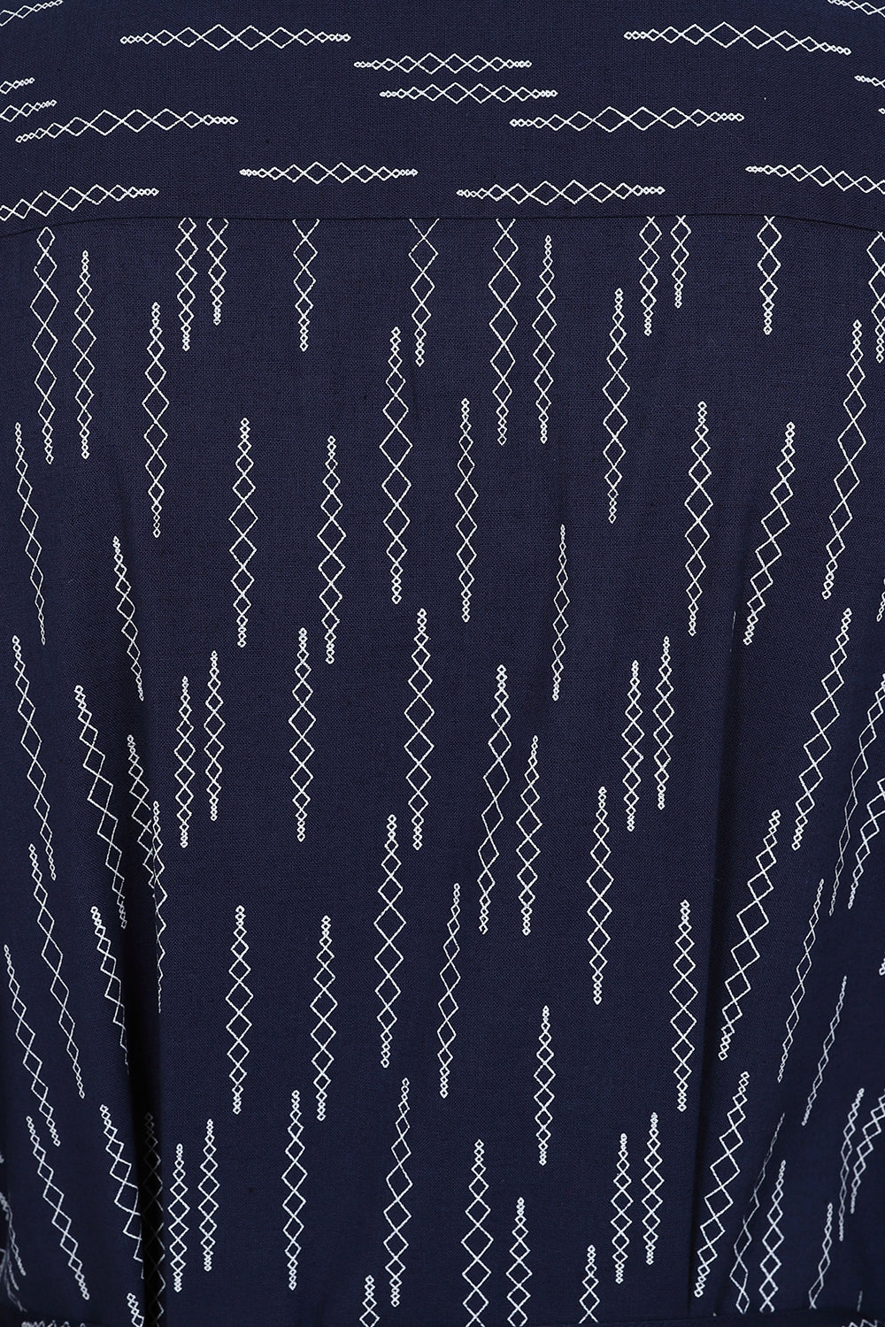 Hudson Dress - Diamond Print Navy - Organic Cotton Linen Blend