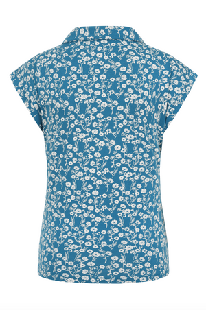 Alice Top - Meadow Print Teal - GOTS Organic Cotton
