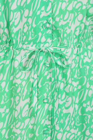 Alyssa Dress  - Abstract Circles Mint - Lenzing EcoVero