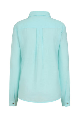 Drew Shirt - Tangier Turquoise - Organic Cotton Linen Blend