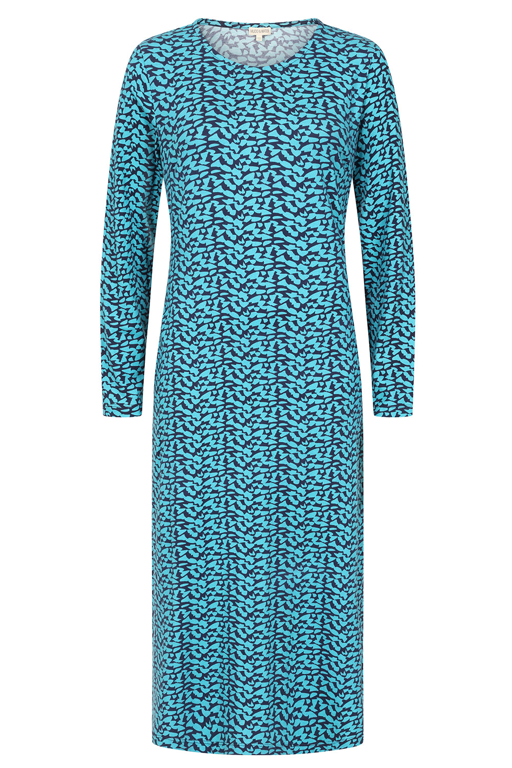 Erin Dress -Abstract Print Blue - GOTS Organic Cotton