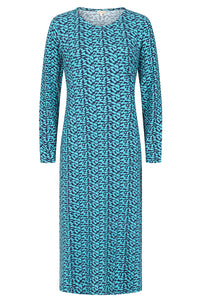 Erin Dress -Abstract Print Blue - GOTS Organic Cotton