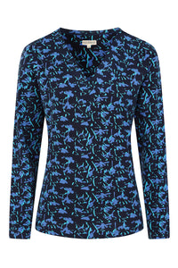 Fauna Top - Flower Print Blue - GOTS Organic Cotton