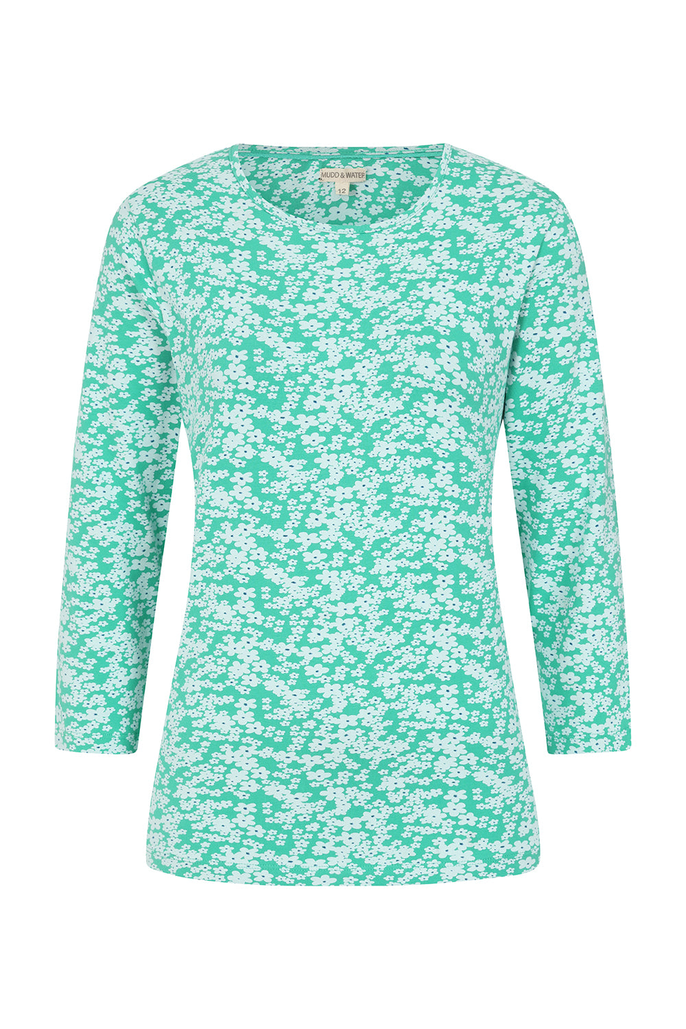 Fern Top - Flower Print Mint - GOTS Organic Cotton