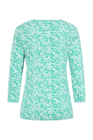 Fern Top - Flower Print Mint - GOTS Organic Cotton