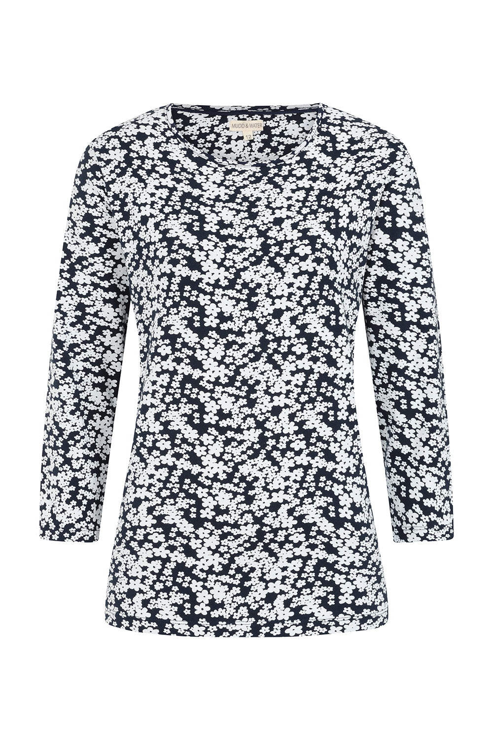 Fern Top - Flower Print Navy - GOTS Organic Cotton