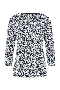 Fern Top - Flower Print Navy - GOTS Organic Cotton