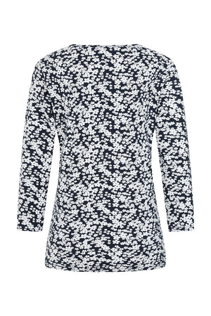 Fern Top - Flower Print Navy - GOTS Organic Cotton