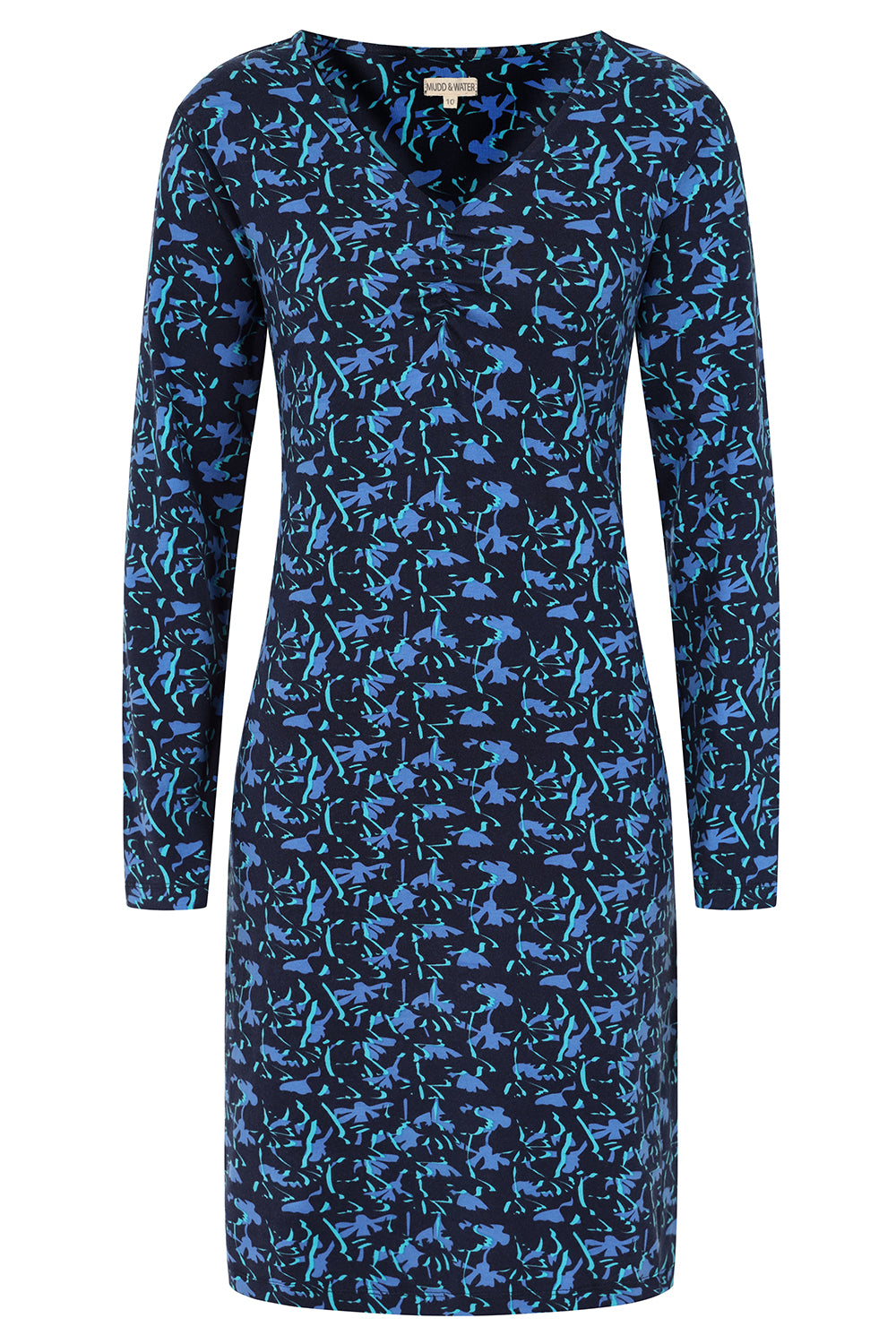 Florina Dress -Flower Print Blue - GOTS Organic Cotton