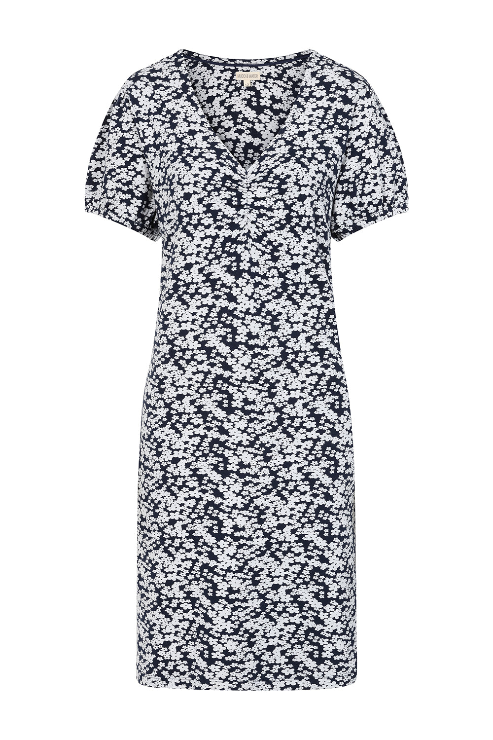 Florina Dress -Flower Pint Navy - GOTS Organic Cotton