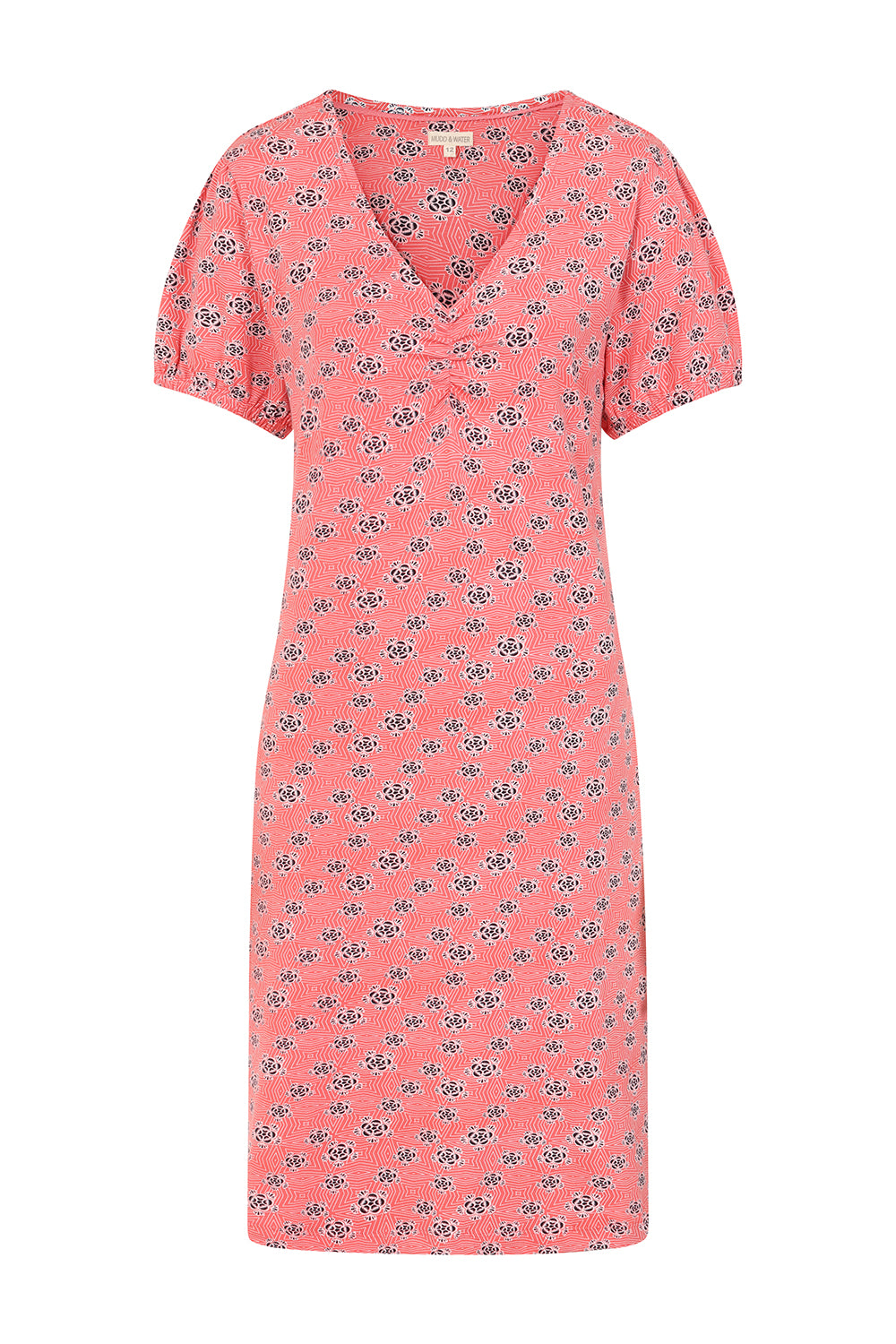 Florina Dress -Geo Print Hot Coral - GOTS Organic Cotton
