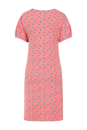 Florina Dress -Geo Print Hot Coral - GOTS Organic Cotton