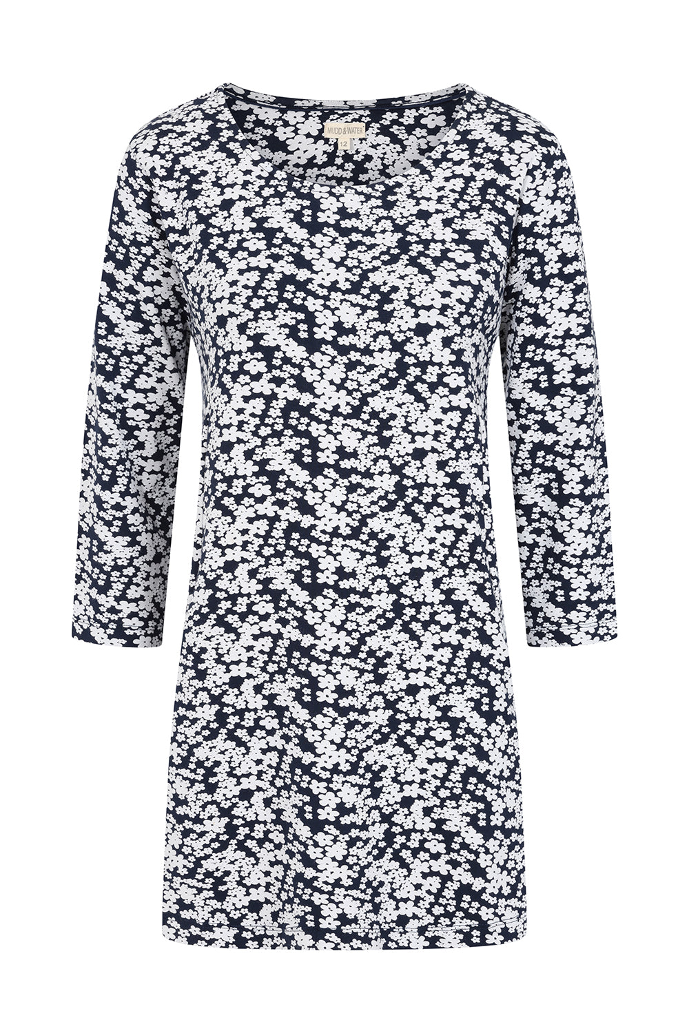 Francoise Tunic - Flower Print Navy - GOTS Organic Cotton