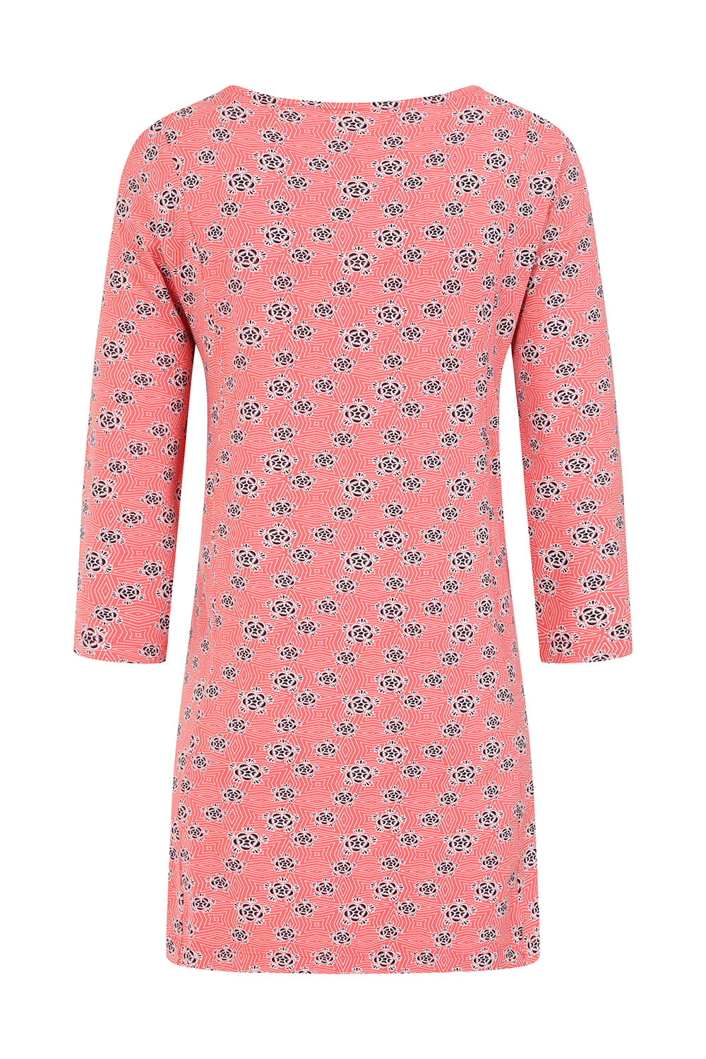 Francoise Tunic - Geo Print Hot Coral - GOTS Organic Cotton