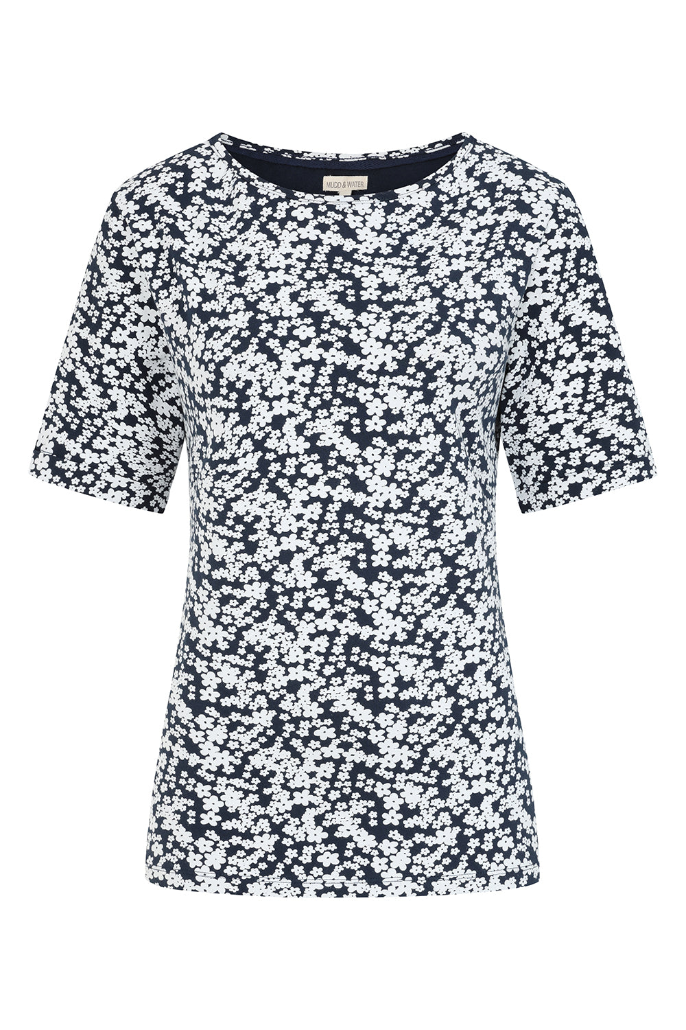 Kendal Top - Flower Print Navy - GOTS Organic Cotton