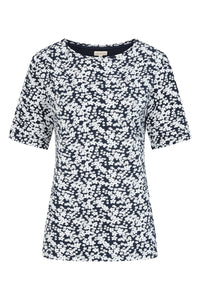 Kendal Top - Flower Print Navy - GOTS Organic Cotton