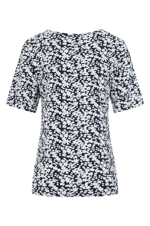 Kendal Top - Flower Print Navy - GOTS Organic Cotton