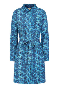 Osier Shirt Dress  - Brush Print Blue - Lenzing EcoVero