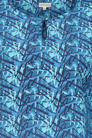 Rowan Top - Brush Print Blue - Lenzing Eco Vero