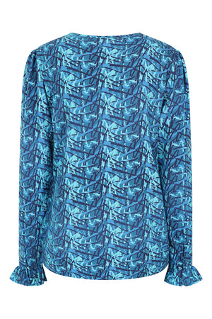 Rowan Top - Brush Print Blue - Lenzing Eco Vero