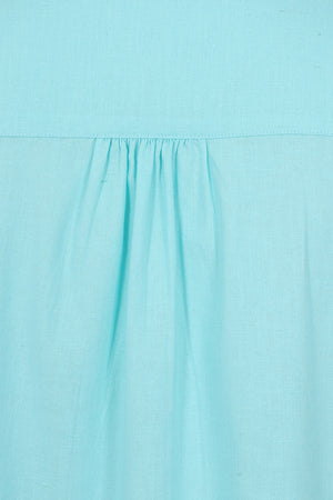 Summertime Smock - Aqua - Organic Cotton Linen Blend