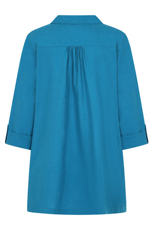 Springtime Tunic - Teal - Organic Cotton Linen Blend