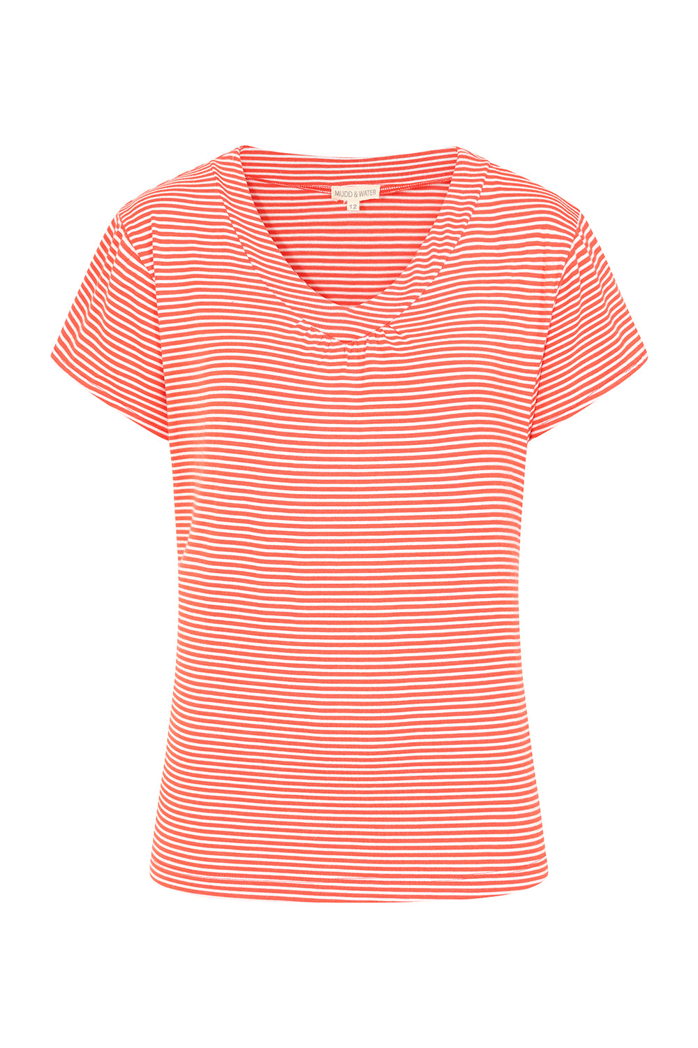 St Tropez Top - Coral Stripe - Viscose Jersey