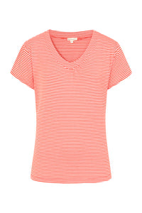 St Tropez Top - Coral Stripe - Viscose Jersey