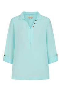 Summertime Smock - Tangier Turquoise - Organic Cotton Linen Blend