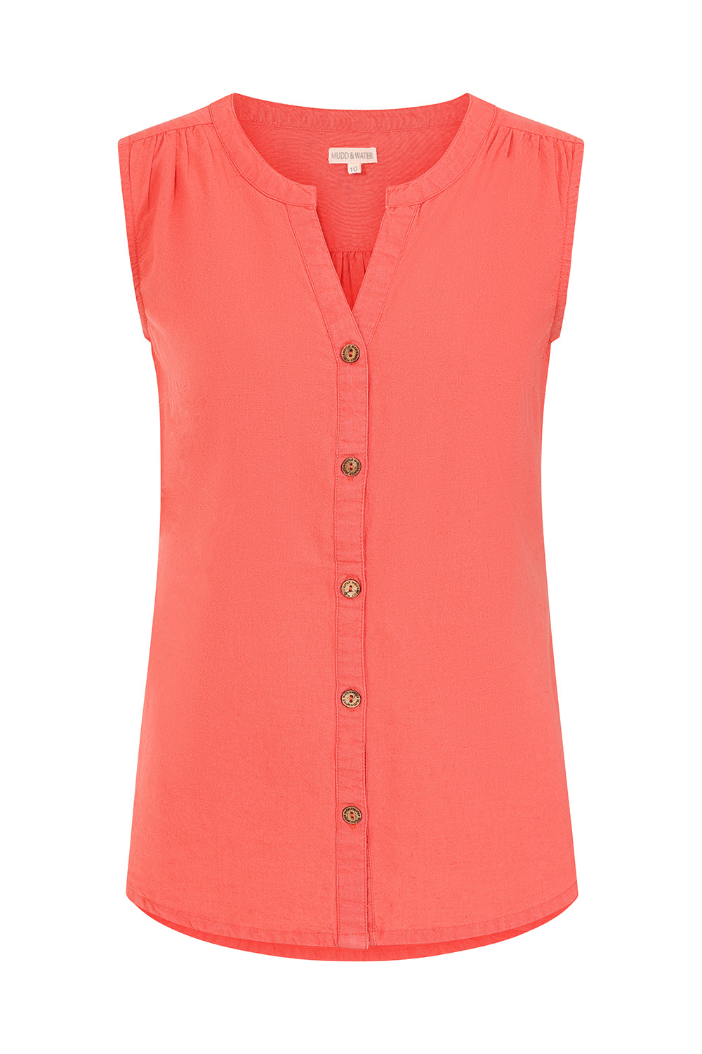 Sunrise Blouse - Hot Coral - Organic Cotton Linen Blend