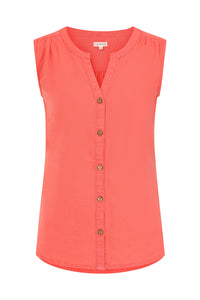 Sunrise Blouse - Hot Coral - Organic Cotton Linen Blend