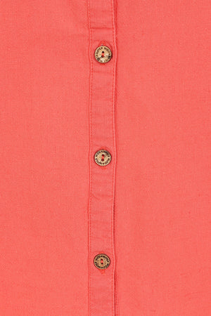 Sunrise Blouse - Hot Coral - Organic Cotton Linen Blend