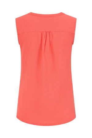 Sunrise Blouse - Hot Coral - Organic Cotton Linen Blend