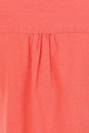 Sunrise Blouse - Hot Coral - Organic Cotton Linen Blend