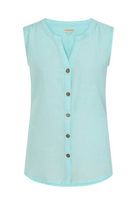 Sunrise Blouse - Tangier Turquoise - Organic Cotton Linen Blend