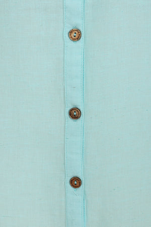 Sunrise Blouse - Tangier Turquoise - Organic Cotton Linen Blend