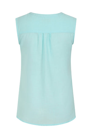 Sunrise Blouse - Tangier Turquoise - Organic Cotton Linen Blend