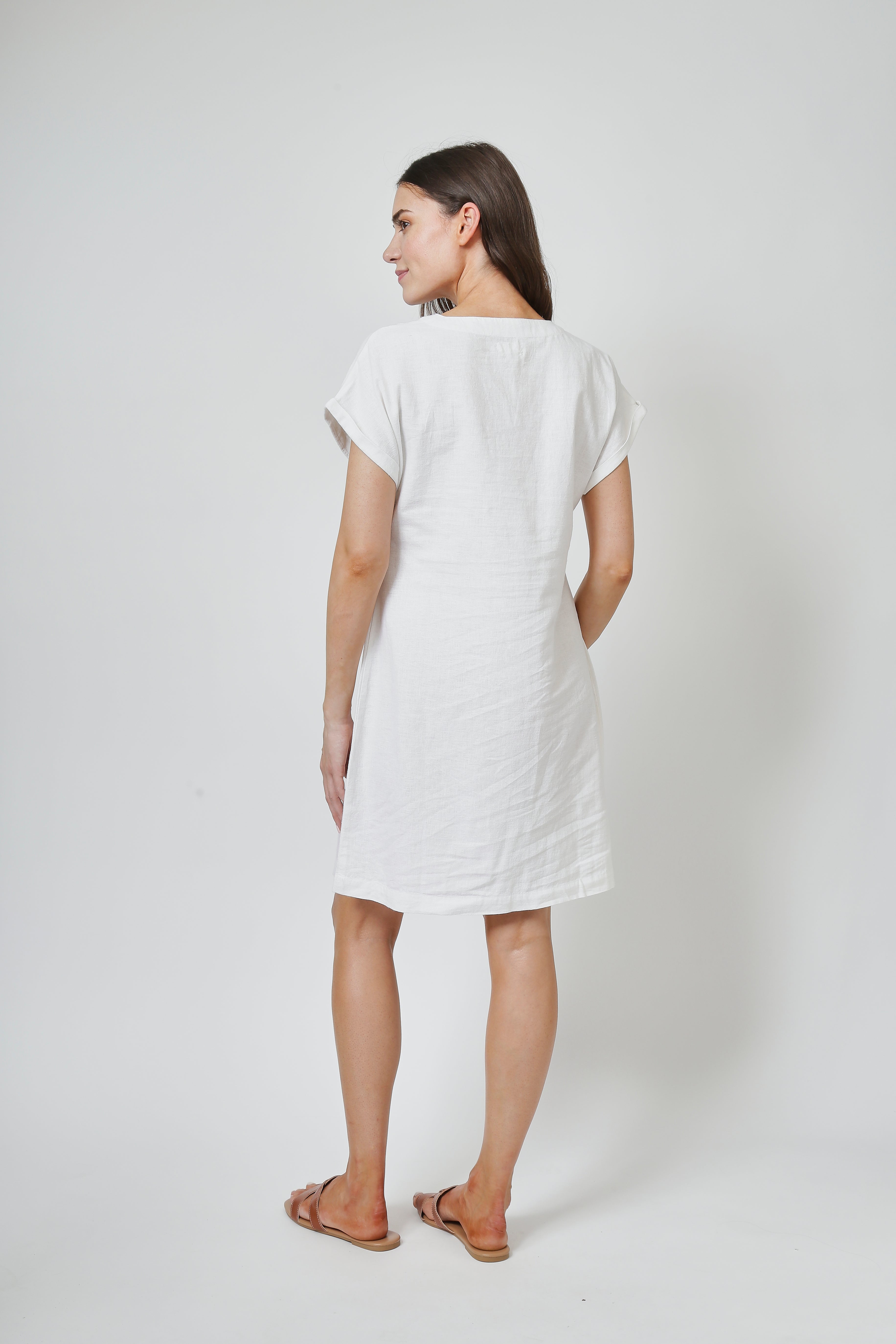 Gala Dress - White - Organic Cotton Linen Blend