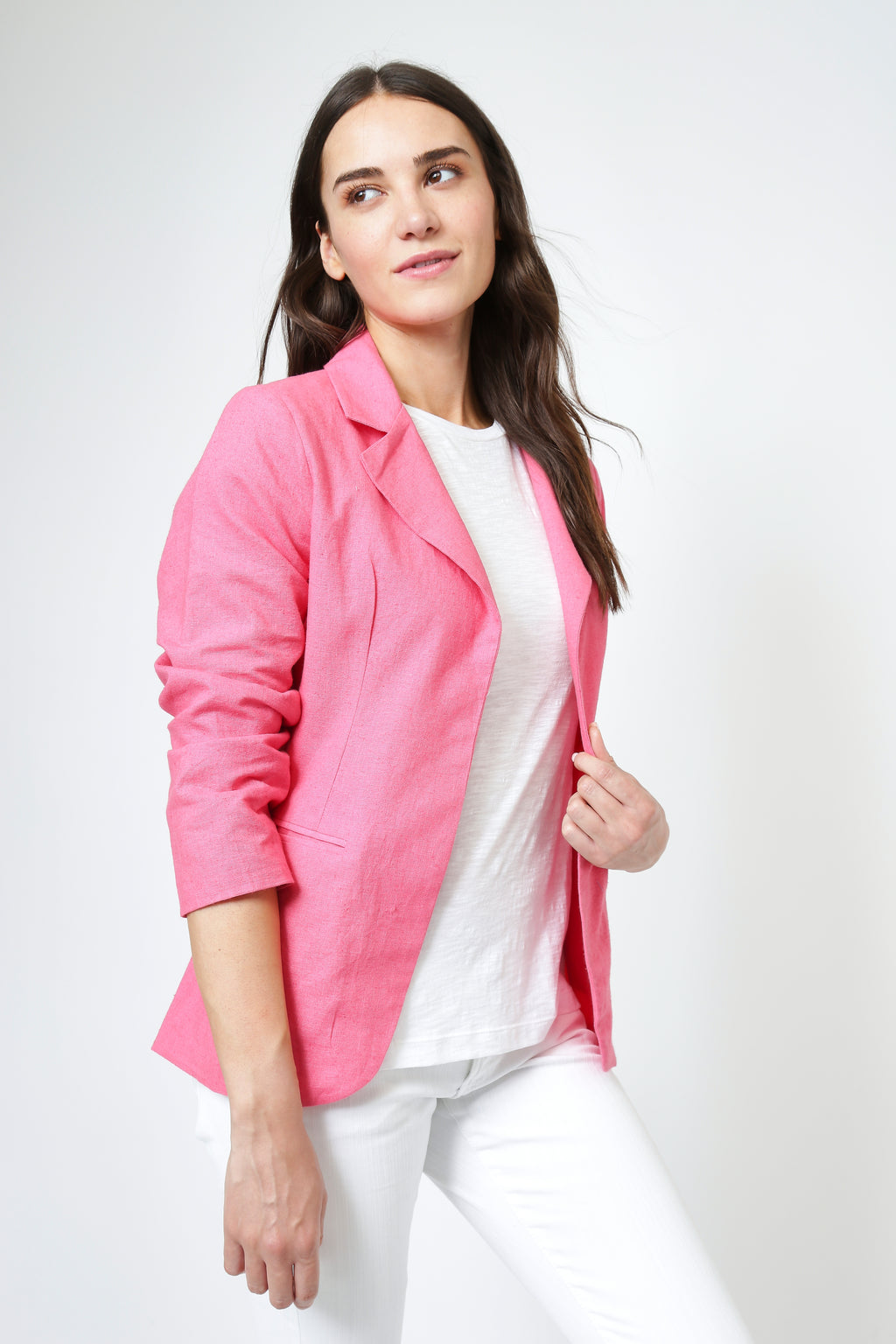 Ava Jacket - Pink - Organic Cotton Linen Blend