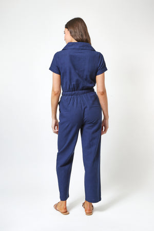 Tina Jumpsuit - Navy - Organic Cotton Linen Blend