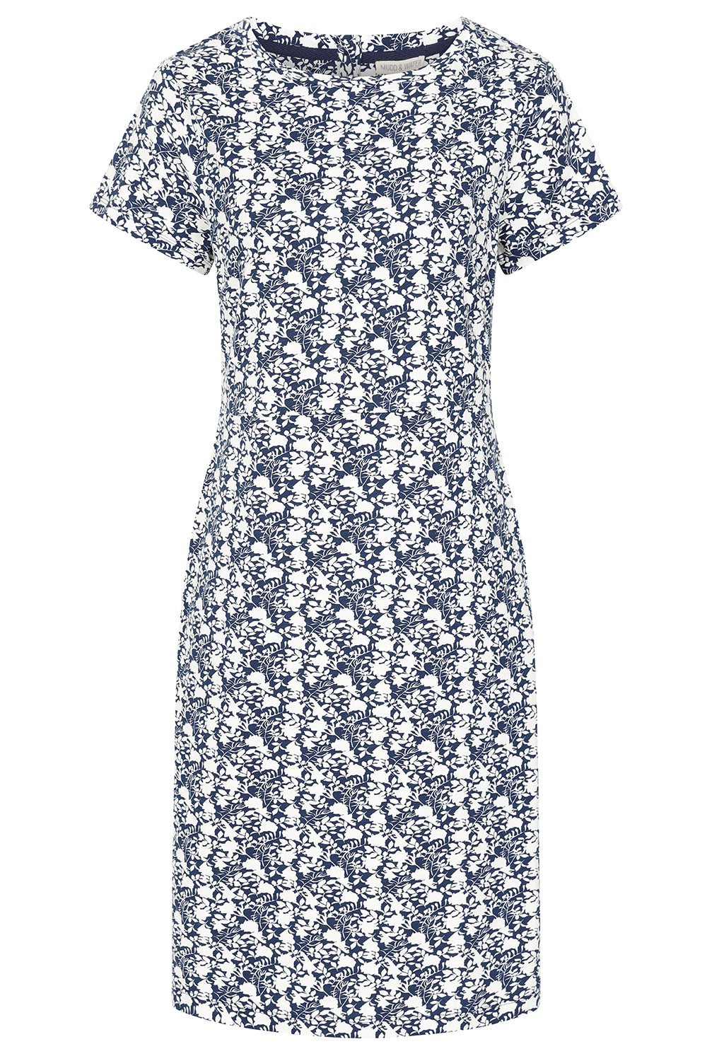 Flora Dress - Navy Foliage Print - GOTS Organic Cotton