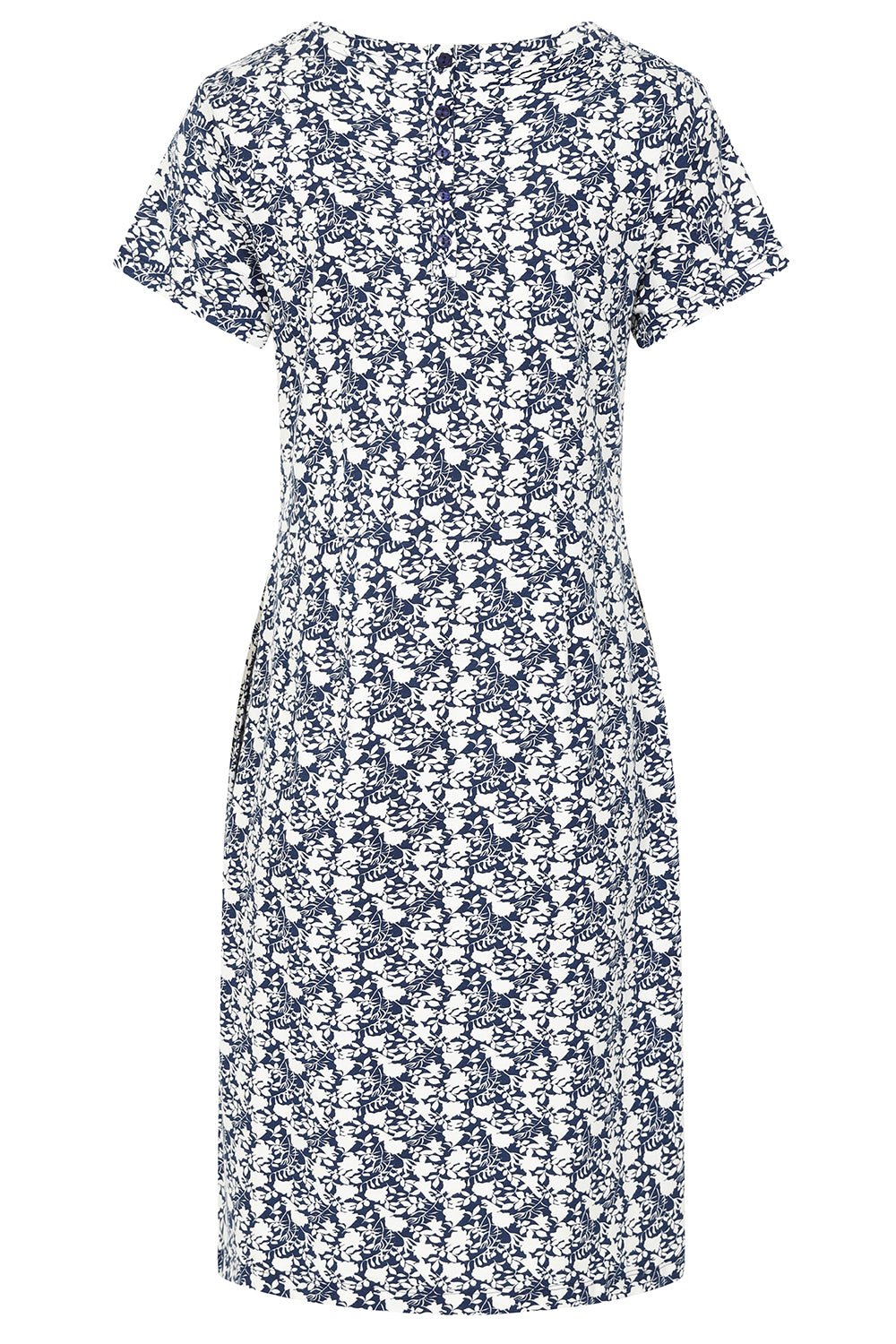 Flora Dress - Navy Foliage Print - GOTS Organic Cotton